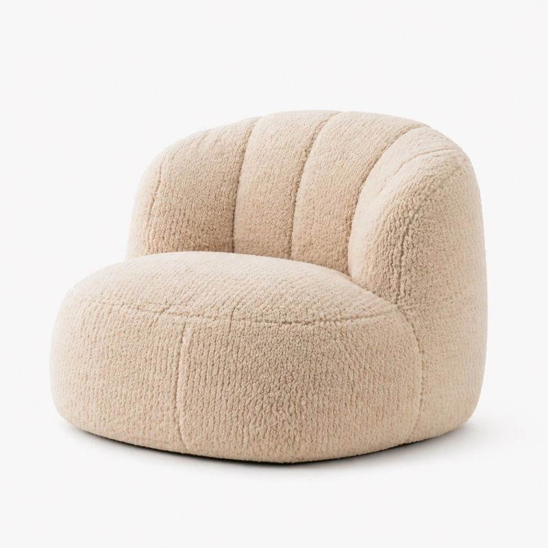 Fauteuil lounge boucle compact beige